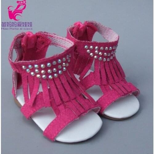 18 Inch Doll Jean 7cm Doll Shoes for 45CM Reborn Baby Doll Tassel Sandals Summer Shoes