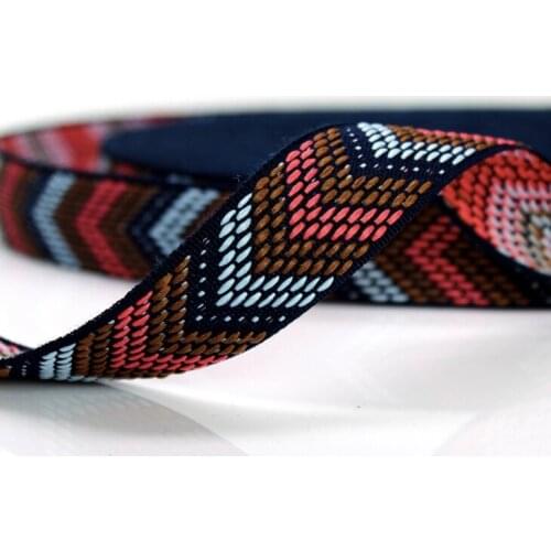 Embroidery ethnic jacquard webbing woven tape lace trim ribbon 2.5cm jean tribal boho DIY garment bag gift accessory miao native