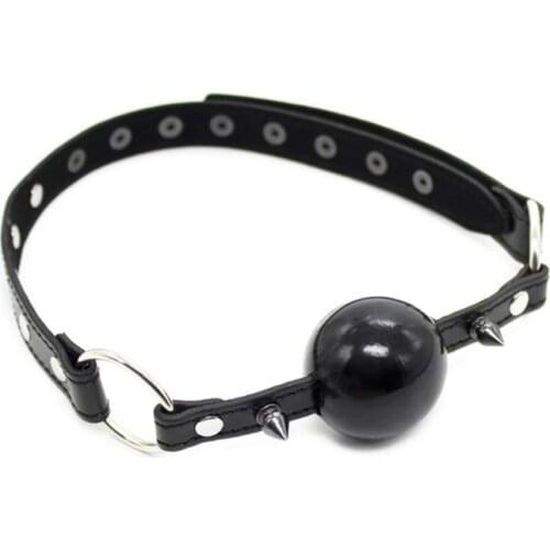Metal Spiked Leather Gag Silicone Mouth Ball Mouth Plug Toy for Women Couples Love Game Cosplay