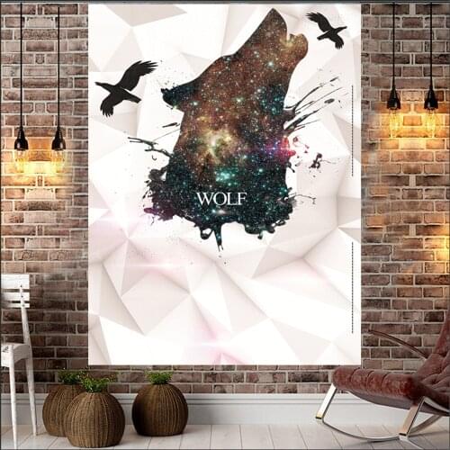 Wolf Painting Pattern Fashion Tapestry Hanging Wall Tapestry Home Decor Picnic Blanket Beach Towel Bed Curtains