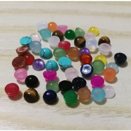 Fashion natural assorted stone 4mm round mixed charm CAB cabochon beads for jewelry Ring accessories no hole 50Pcs/lot