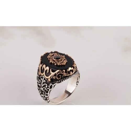 UM US JEWELRY Onyx Gemstone 925 Sterling Silver Men Ring