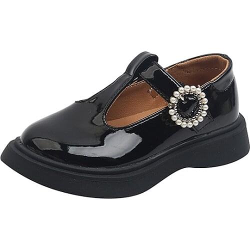Brand New Girls Black Leather Shoes For Children Princess Shoes 2021 Autumn British Style Flats Shoes Fashion Kids School Shoes