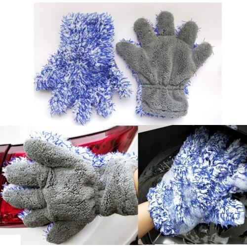 1 Pcs Coral Fleece Car Washing Gloves Multi-Used Soft Automobiles Cleaning Gloves Auto Detailing Cleaning Tools Supplies