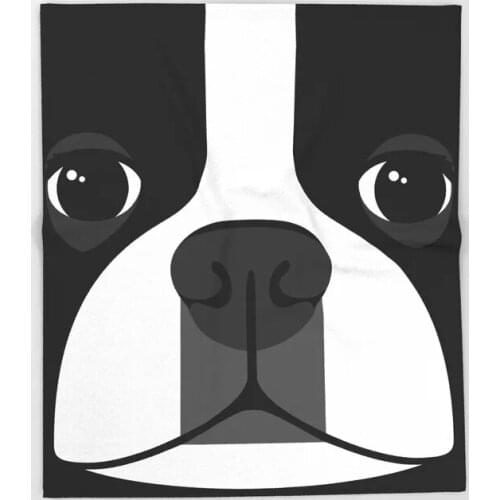 Bull Dog Cartoon Throw Blanket Cute Kids Design Boston Terrier Close Up Blankets for Beds Christmas Decorations for Home