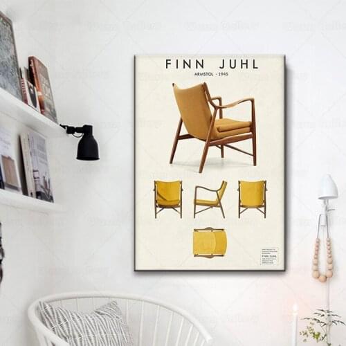 Finn Juhl poster Wall Art Picture Canvas Painting Finn Juhl design chair, Danish furniture poster Posters and Prints Decoration
