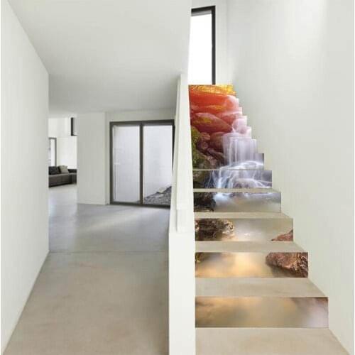 PVC wallpaper waterfall simple 13 pieces of DIY stair stickers, step stickers, wall stickers