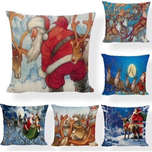 Christmas Pillowcase 45x45cm Cushion Merry Christmas 2021 Home Decoration Ornaments Navidad Xmas Gift Happy New Year
