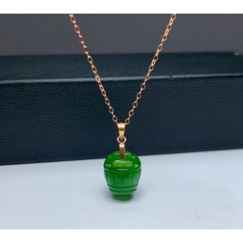 SHILOVEM 18k YELLOW gold Natural green Jasper pendants no necklace classic fine Jewelry women wedding new plant mymz101109by