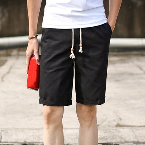 High quality 2020 Summer Cotton sweatpants thin man solid youth casual men loose Drawstring elastic waist shorts