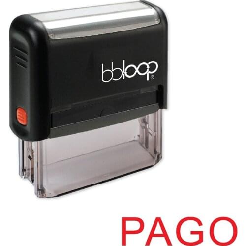 BBloop Spanish Language "PAGO" Self-Inking Stamp, Rectangular, Laser Engraved, RED