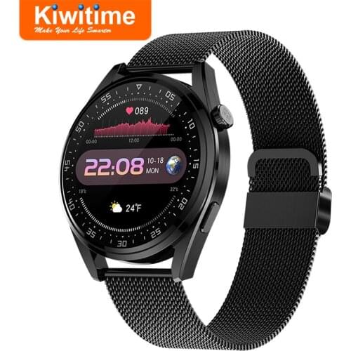 KIWITIME D2 Smart Watch Men Business Heart Rate Blood Pressure Oxygen Monitor Smartwatch for Samsung Huawei Xiaomi Android Phone