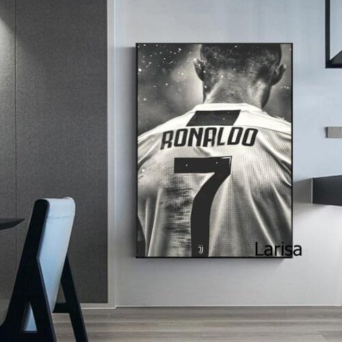 Sports Star Poster Cristiano Ronaldo Portrait Canvas Wall Art Black and White Forever 7 Home Room Design Painting for Interior