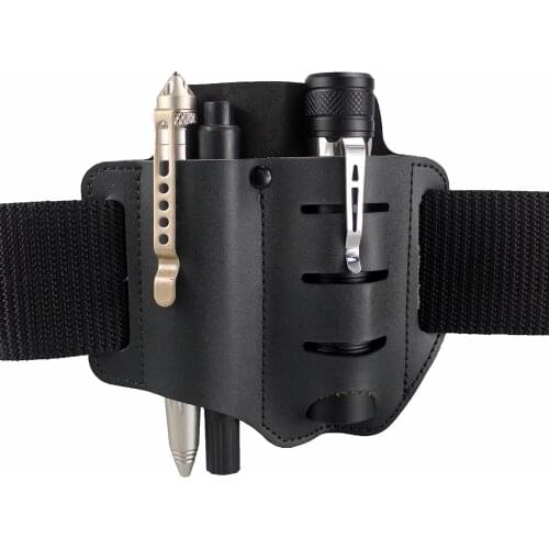 Tactical Leather Tool Sheath 2 Pockets Multitool Holder EDC Organizer Belt Pouch for Pocket Knife Pen Flashlight Tools Bag