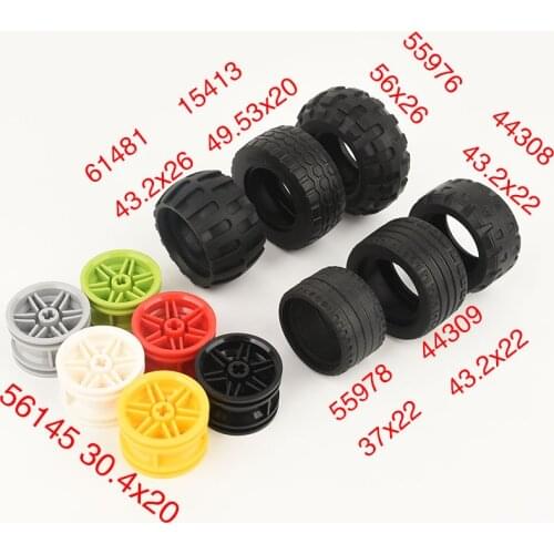 2PCS High-tech building blocks 56145 Wheels Wheels 61481 15413 55976 44308 55978 44309 Tires MOC parts accessories Bricks