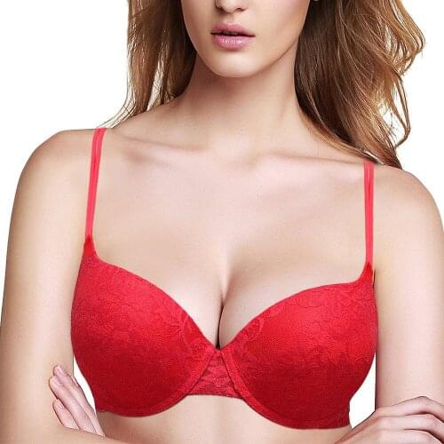 YANDW Sexy Push Up Bras Plus Size A B C D E Cup Women Bra Plunge Lingerie Bras For Women Underwire Underwear BH Lace Embroidery