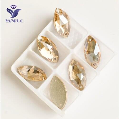 YANRUO 3223 All Sizes GSHA High Quality Flatback Horse Eye Crystal Strass Sew On Stones For Garment Accessories