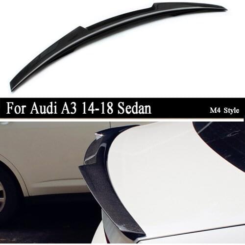 For Audi A3 2014 2015 2016 2017 2018 Sedan Carbon Fiber Rear Spoiler Trunk Lip Wing M4 Type