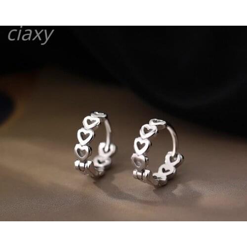 CIAXY 925 Sterling Silver Hollow Heart Earrings for Women 2021 Retro Heart-shaped Earrings Exquisite Jewelry Gifts