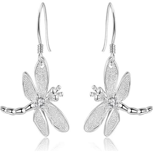 Boho Style Luxury Inlaid AAA Zircon Jewelry Silver plated Earrings For Charm Women Crystal Dragonfly Earrings 2020 Hot Sale
