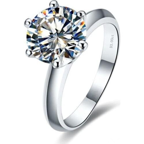 Test Positive Sterling Silver Brand Ring 3CT Moissanite Diamond Ring Solitaire Engagement Women Quality Jewelry Gold Stamped