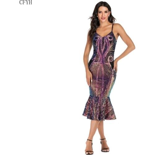 Summer Sexy Sling Mermaid Sequins Evening Long Dress Women Bodycon Off Shoulder Bling Elegant Club Party Midi Dresses Vestido
