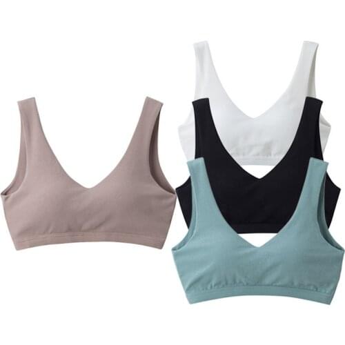 2021 New Type Rimless Womens Vest Double V Cup All Cotton Comfortable Sexy Light And Can Be Used At Home Lingerie Bra