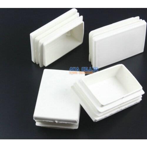 28 Pieces 40x60mm White Rectangle Plastic Insert Cap Tube End Cover Cap