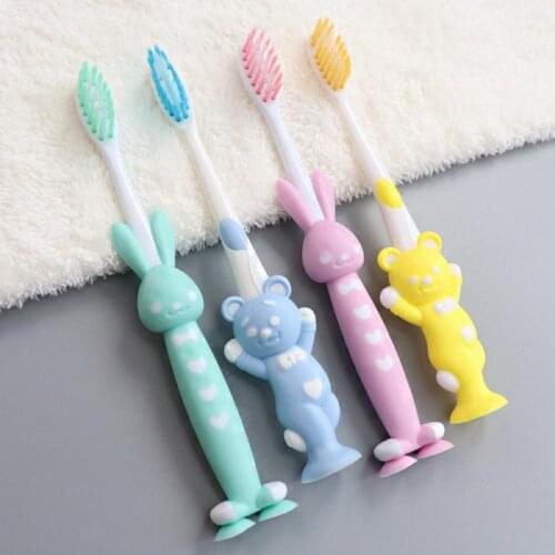 4 Pack Household Cartoon Toothbrush Children Bamboo Charcoal Soft Hair Set Silicone Cute Clean Teeth Brushing Toothbrushes