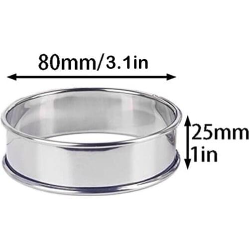 4Pcs Double Rolled TartRings Stainless Steel English Muffin Rings Professional Crumpet Rings B1