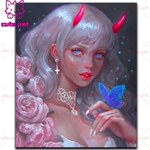 5D Fantasy girl and butterfly Diy Diamond Painting Kits Diamond Mosaic Embroidery Cross Stitch round drill gift Decor rhinestone