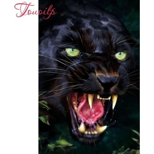 TOUOILP 3D Ancient DIY Embroidery Black leopard 5D Diamond Painting Full 5D Cross Stitch Kits Mosaic Paintings Wall Sticker