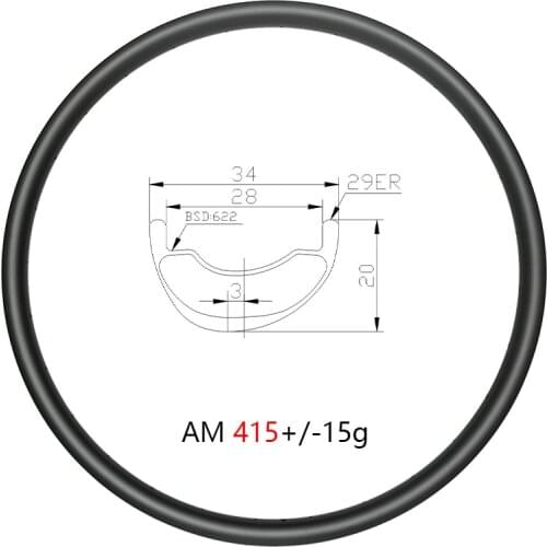 Asymmetric MTB AM 29er carbon rims 34mm deep disc tubeless clincher 20mm deep 29inch All Mountain carbon wheels 24H 28H 32H 36H