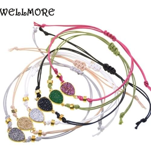 WELLMORE cheap Anklets For Women water drop stone Bohemia rope Anklet Bracelets girl party foot jewelry wholesale Drop Shipping