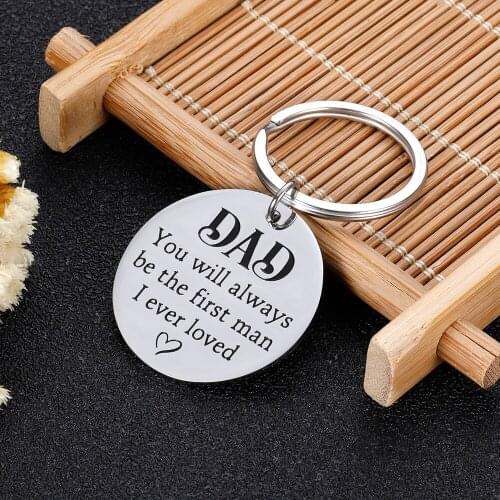 Step Dad Father Keychain Fathers Day Gift for Dad Puppy You Will Always Be The First Man I Ever Loved Wedding Gifts for Father