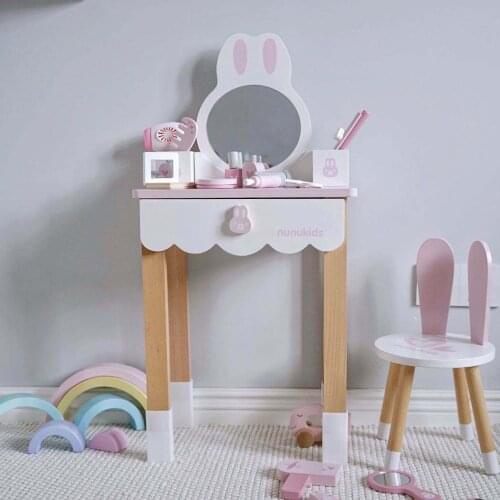 Childrens wooden dressing table girl princess multifunctional dressing table childrens simulation play house toy birthday gift