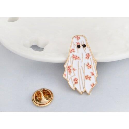 Halloween Ghost enamel pin flower robe badge Brooch Denim clothes Buckle Shirt Badge Cartoon jewelry Gift for men women