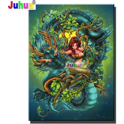 Full Square round drill Diamond Embroidery Rattan Fairy DIY 5D diamond painting Mosaic Kits Evil Dragon Cross Stitch Needlework