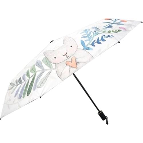Pocket Mini Umbrella Rain Women Automatic Folding Flower Painting Parasol Clear Umbrella kids UV Household Merchandises Small