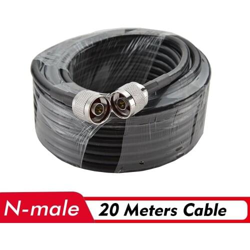 20 Meters Coaxial Cable N Male Connector Low Loss 50-5 Black 20M Cable Connect with Outdoor/Indoor Antenna and Signal Booster