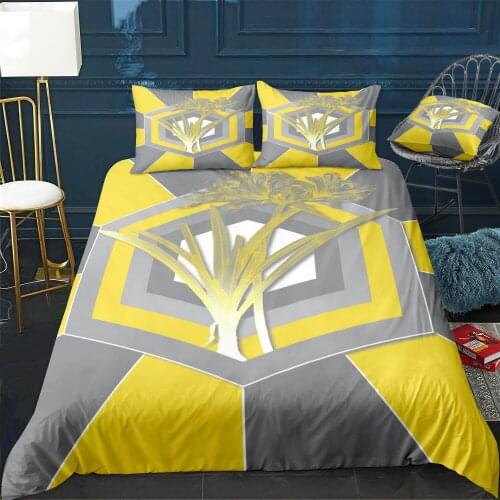 Geometric Yellow Florals Bedding Set For Bedroom Soft Bedspreads For Double Bed Home Duvet Cover Quality Quilt Cover