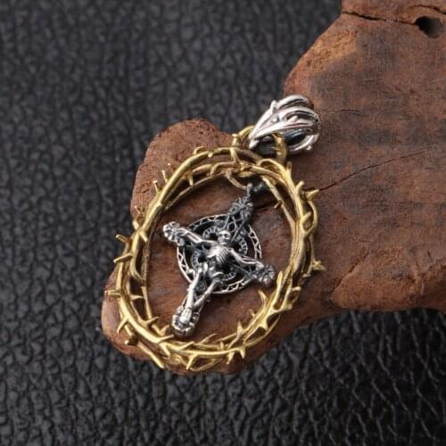 Wholesale S925 Sterling Silver Jewelry Retro Thai Silver Cross Skull Creative Pendant Male And Female Small Pendant