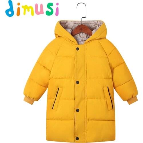 DIMUSI Winter Boys Jackets Child Kids Thick Warm Parkas Hooded Coats Baby Girls Mid-Long Outwear Windbreaker Jackets Clothing