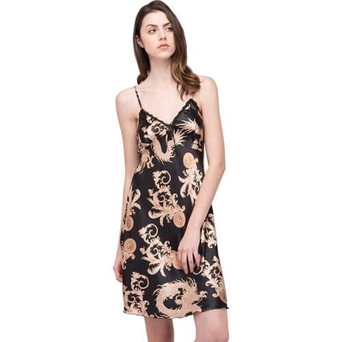 Black New Rayon Women Nightgowns Summer Nightdress Sheer Chemises Nightshirt Sleepwear Sexy Spaghetti Strap Nightwear Nightie