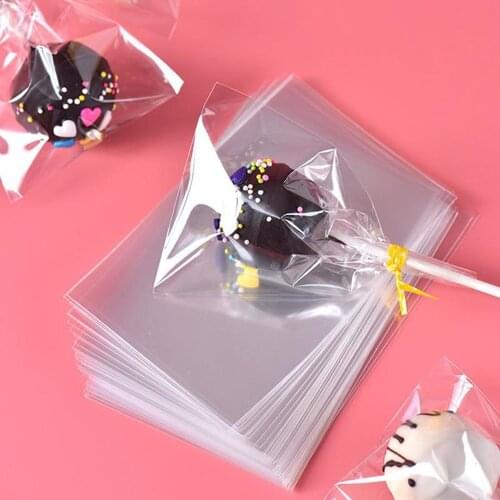 New Fashion 100pcs/Bag Transparent Opp Plastic Bags for Candy Lollipop Cookie Packaging Cellophane Bag Wedding Party Gift Bag