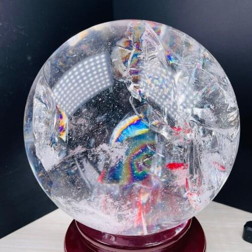 New!!! Natural Transparent Rainbow Quartz Magic Crystal Healing Ball Sphere Home Decoration
