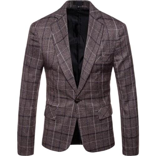 New style Spring Men Plaid Blazers British Printed Wedding Business Casual Blazer Suit Jacket Male Formal Blazers Plus size 4XL