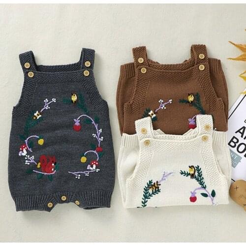 New Knitted Baby Romper Spring Newborn Baby Clothes Cotton Embroidery Baby Girl Romper Infant Baby Jumpsuit Boy Romper Playsuit