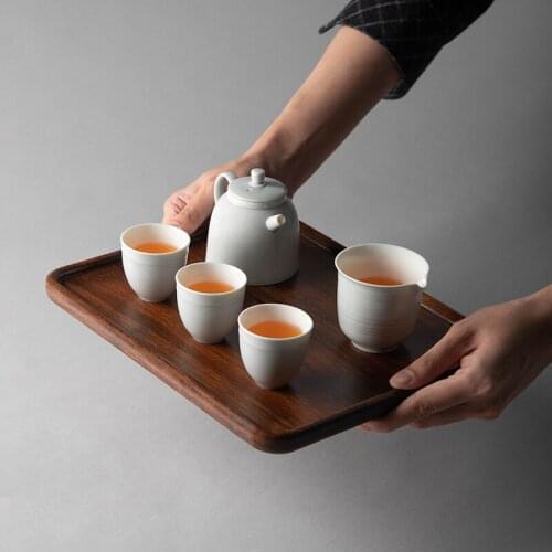 Tea Tray Wooden Tableware Water Cup Storage Bamboo Rectangular Round Plates