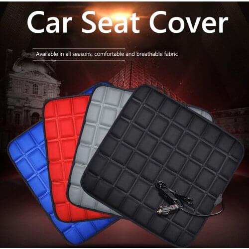 11 Types Black/Grey/Red 12V 5V Non-Slip Base Fabric Winter Heated Car Seat Cover Protector Front Rear Seat Pad Chair Cushion